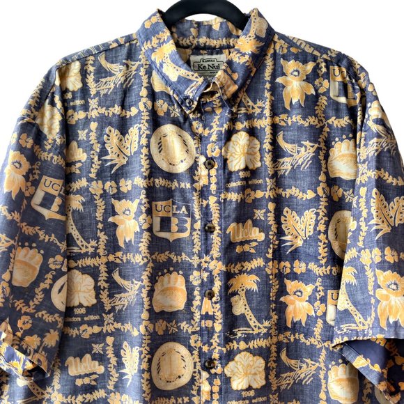 Ke Nui Hawaii Mens UCLA 1996 Collectors Edition Reverse Print Aloha Shirt XXL - Picture 3 of 7